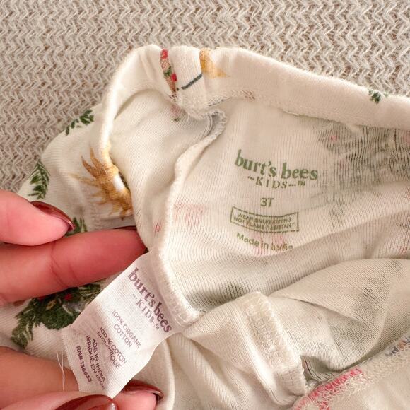 Burt's Bees White Tropical Christmas Two Piece Pajama Set 3T Organic Cotton - Picture 5 of 10